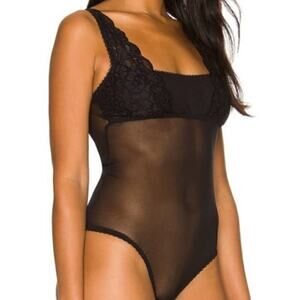 We Are HAH NWT Floral Lace Sleeveless Cami Bodysuit Pullover Black Women's Sz XS